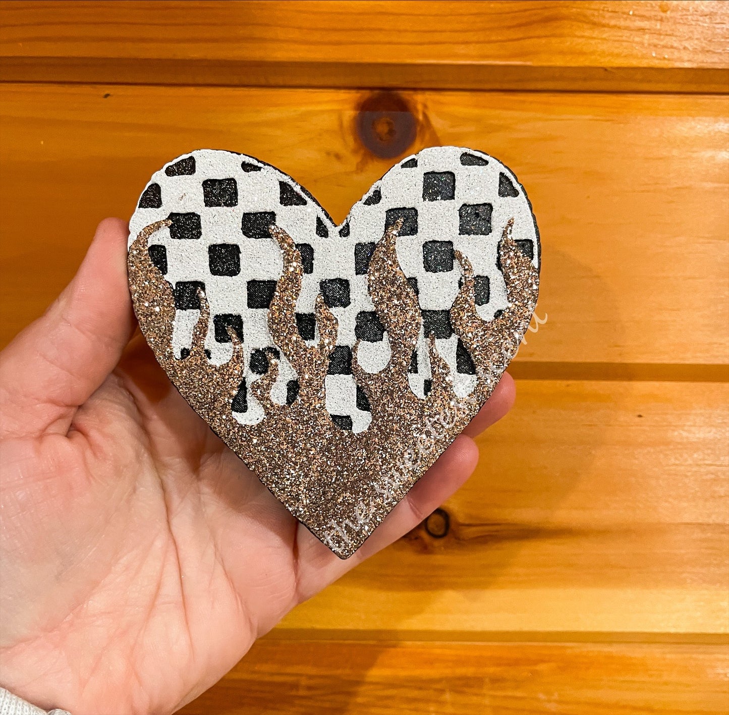 Checkered heart - RTS FRESHIE - GINGERBREAD