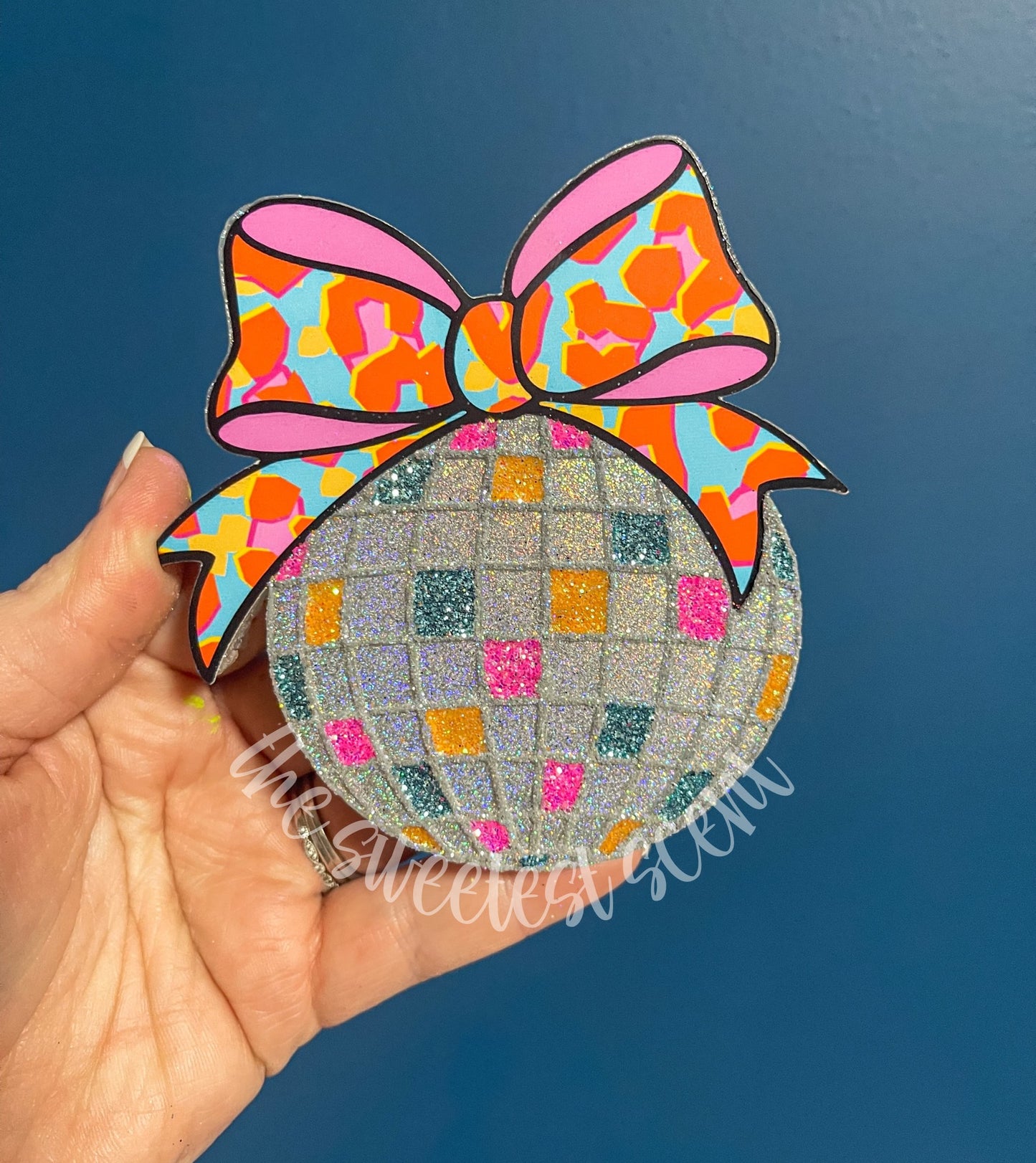 Disco ball bow - RTS FRESHIE - PEACH BLOSSOM