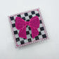 Checkered bow - RTS FRESHIE - MAHOGANY APPLE
