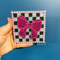 Checkered bow - RTS FRESHIE - MAHOGANY APPLE