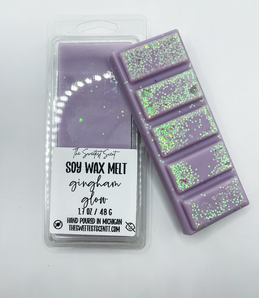 Gingham glow - WAX MELT - GLOW IN THE DARK GLITTER