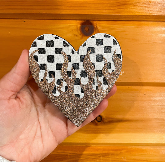 Checkered heart - RTS FRESHIE - GINGERBREAD