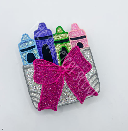 Crayons with bow - RTS FRESHIE - BLACK ICE