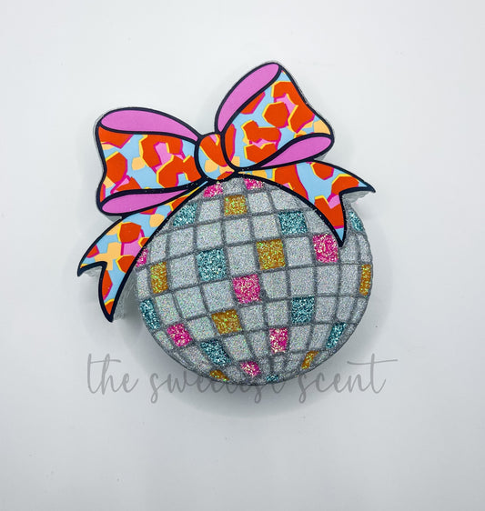 Disco ball bow - RTS FRESHIE - PEACH BLOSSOM